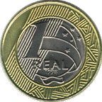 R$1.00 real coin back